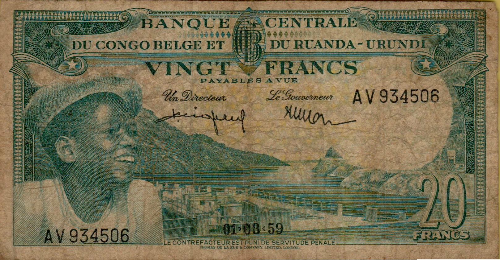 Belgian Congo 20 1959 VF- P-31